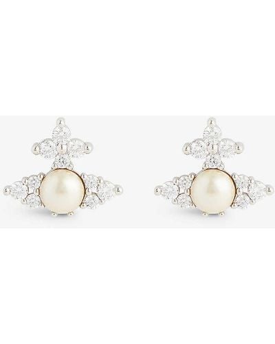 Vivienne Westwood Feodora Orb Brass And Cubic Zirconia Earrings - White