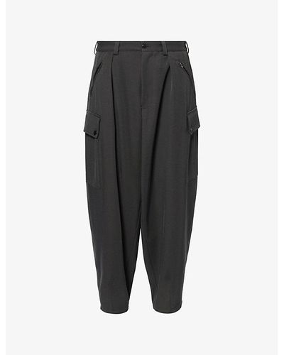 Giorgio Armani Darted Wide-tapered Leg Relaxed-fit Wool Pants - Black