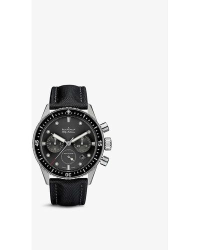 Blancpain 5200 1110 B52a Fifty Fathoms Stainless-steel And Canvas Automatic Watch - Black