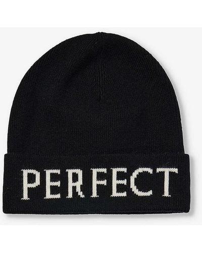 Perfect Moment Branded-print Wool Beanie Hat - Black