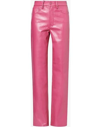 GOOD AMERICAN Good Icon Straight-leg Mid-rise Faux-leather Trousers - Pink