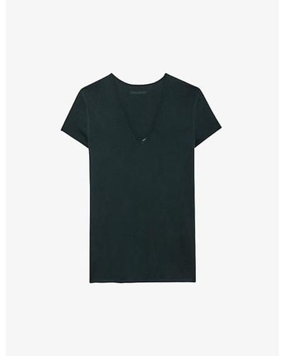 Zadig & Voltaire Story V-neck Graphic-print Cotton T-shirt - Black