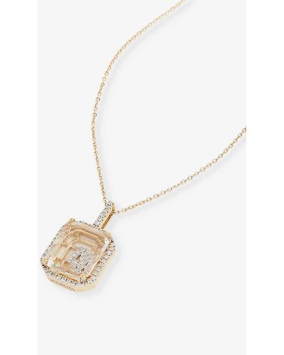 Mateo Secret A 14ct Yellow-gold, 0.28ct Diamond And Quartz Pendant Necklace - White