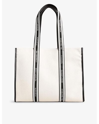 Ted Baker Georjey Branded-strap Cotton-canvas Tote Bag - White
