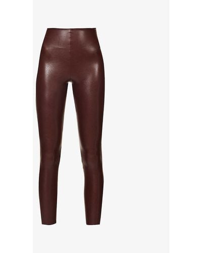 Commando Slim-fit High-rise Faux-leather legging - Red