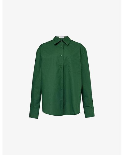 Frankie Shop Lui Relaxed-fit Cotton-poplin Shirt - Green