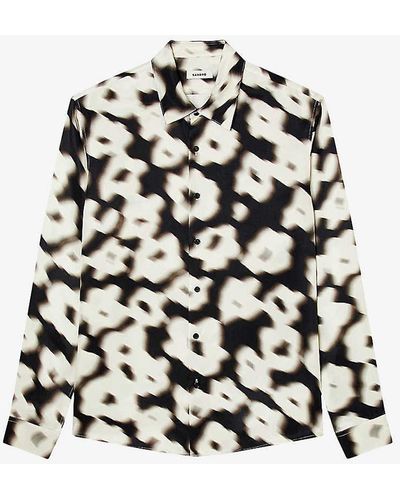 Sandro Floral-print Loose-fit Woven Shirt - White
