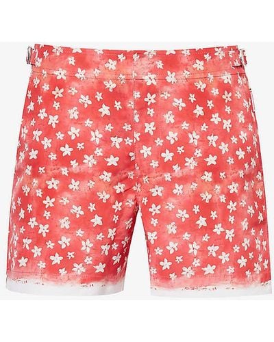Orlebar Brown Setter Floral-print Regular-fit Swim Shorts - Red