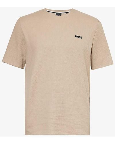 BOSS Relaxed-fit Cotton-blend Jersey T-shirt - Natural