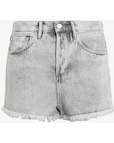 AllSaints Heidi Raw-hem High-rise Denim Shorts - Grey