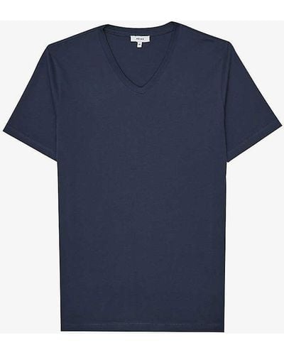 Reiss Dayton V-neck Short-sleeve Cotton T-shirt - Blue
