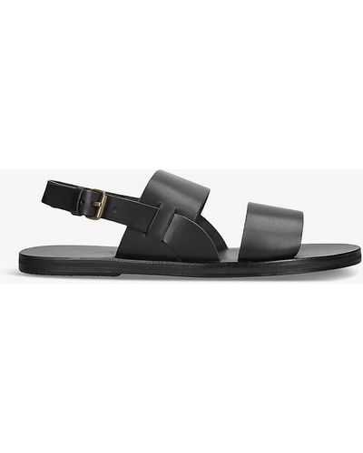 Ancient Greek Sandals Irodotos Double-strap Leather Sandals - White
