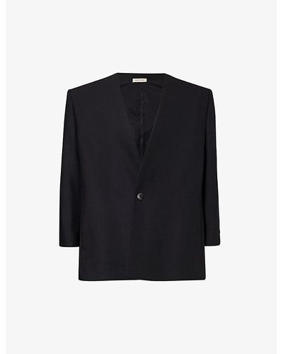 Fear Of God Lapelless Relaxed-fit Wool Blazer - Black