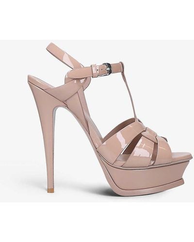 Saint Laurent Tribute 105 Patent-leather Platform Sandals - Pink