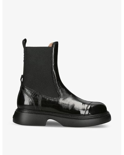Ganni Chunky Pull-tab Faux-leather Chelsea Boots - Black