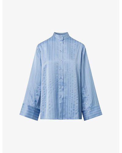 Lovechild 1979 Himari Oversized Satin Shirt - Blue