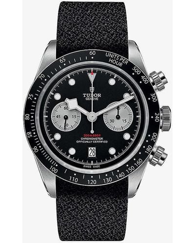 Tudor M79360n-0007 Bay Chrono Stainless-steel And Woven Automatic Watch - Black