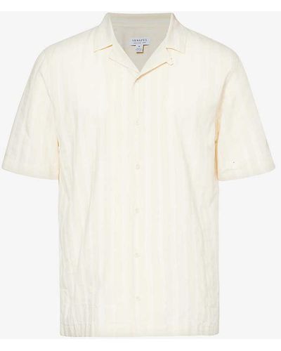 Sunspel Stripe-pattern Boxy-fit Cotton Shirt - White