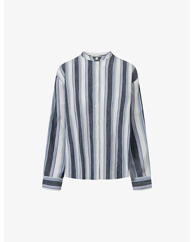 Nué Notes Stripe Florian Striped Cotton Shirt - Blue