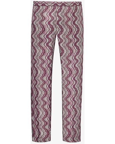 Dries Van Noten Abstract-print Straight-leg Woven Trousers - Purple