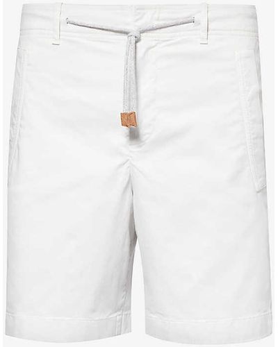 Eleventy Drawstring-waist Stretch-cotton Shorts - White