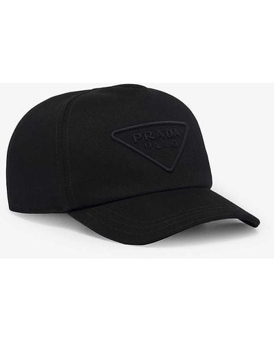 Prada Logo-embroidered Woven Baseball Cap X - Black