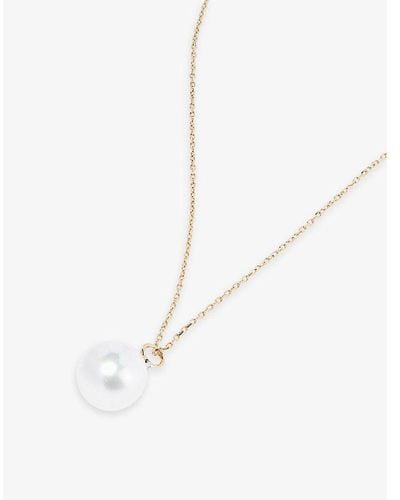 Mateo Dot 14ct Yellow-gold, Pearl And 0.03ct Diamond Pendant Necklace - Natural