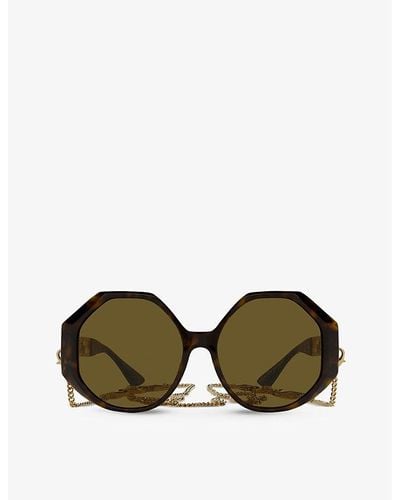 Versace Ve4395 Rounded-frame Acetate And Metal Sunglasses - Brown