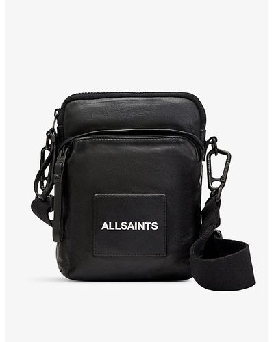 AllSaints Falcon Brand-patch Leather Crossbody Bag - Black