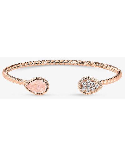 Boucheron Serpent Boheme 18ct Rose-gold, 0.33ct Brilliant-cut Diamond And 1.36ct Pink Quartz Bracelet - White