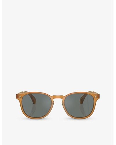 Oliver Peoples Ov5298su Finley Rectangular-frame Acetate Sunglasses - Brown