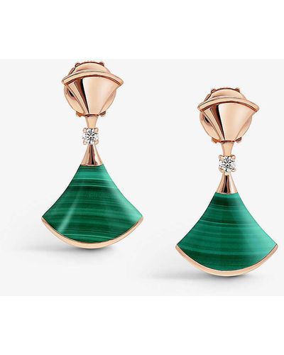 BVLGARI Divas' Dream 18ct Rose-gold, 0.07ct Diamond And Malachite Earrings - Green