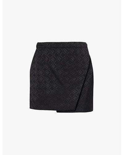 Marine Serre Diamond-pattern Mid-rise Stretch-woven Mini Skirt - Black