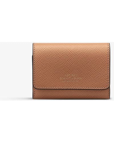Smythson Panama Logo-embossed Leather Compact Purse - Brown
