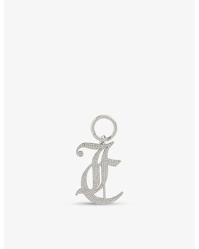 Juicy Couture Logo Rhinestone-embellished Keyring - White