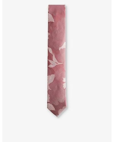 Ted Baker Spikes Floral-print Silk Tie - Pink