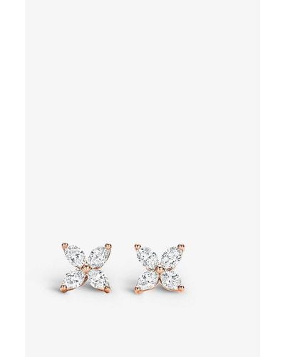 Tiffany & Co. Tiffany Victoria® 18ct Rose-gold And 0.64ct Diamond Stud Earrings - White