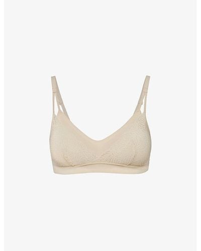 Chantelle Soft Stretch Lace-overlay Padded Stretch-woven Bralette - White