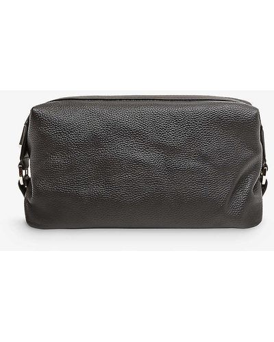Reiss Cole Textured Leather Wash Bag - Grey