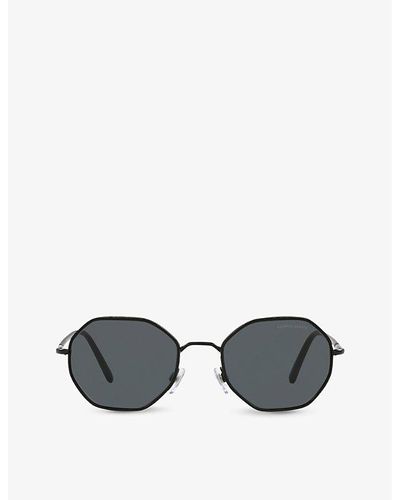 Giorgio Armani Ar6112j Rectangular-frame Acetate And Metal Sunglasses - Black