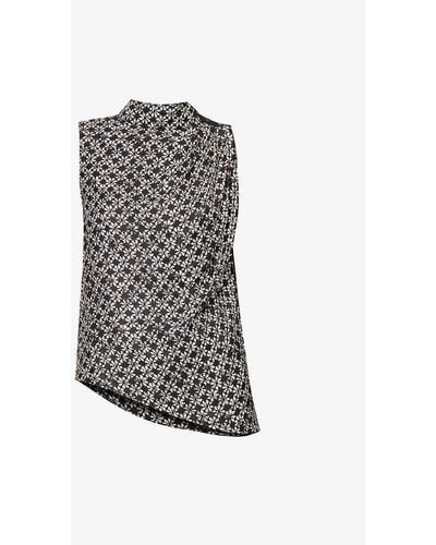 IKKS Floral Geometric-printed Woven Top - Grey