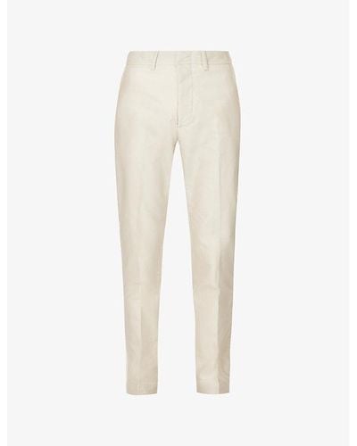 Tom Ford Compact Belt-loop Regular-fit Tapered-leg Cotton Chino Pants - Natural
