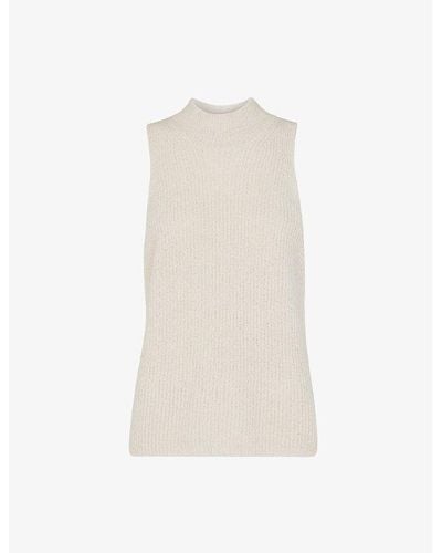 Whistles High-neck Knitted Cotton-blend Top X - White