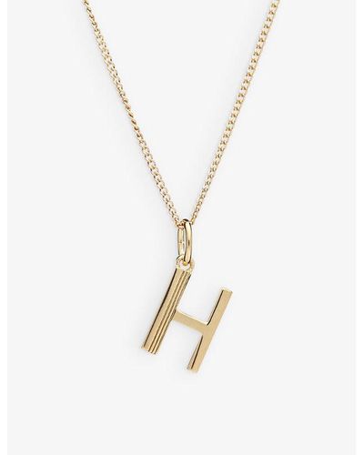 Rachel Jackson Art Deco H Initial 22ct Gold-plated Sterling Silver Necklace - Metallic