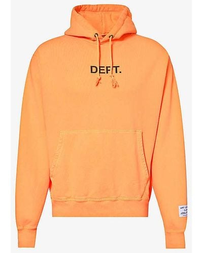 GALLERY DEPT. Brand-print Brand-patch Cotton-jersey Hoody X - Orange