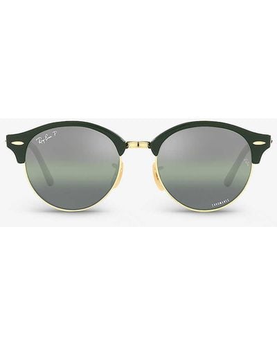 Ray-Ban Rb4246 Clubround Chromance Round-frame Acetate Sunglasses - Metallic