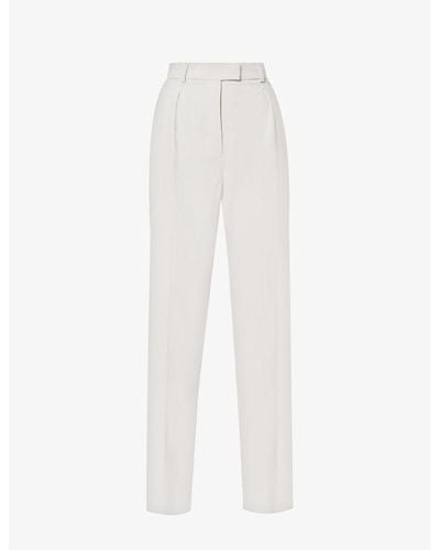 16Arlington Herus Welt-pocket High-rise Wide-leg Wool Pants - White
