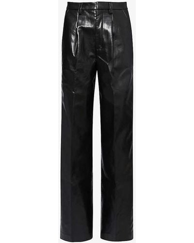 Anine Bing Carmen Straight-leg High-rise Faux-leather Trousers - Black