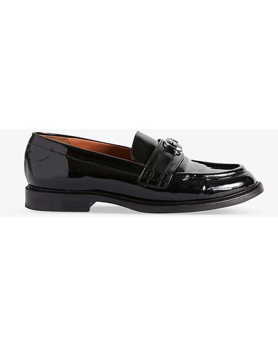 Claudie Pierlot Audevernis Logo-embellished Patent-leather Loafers - Black