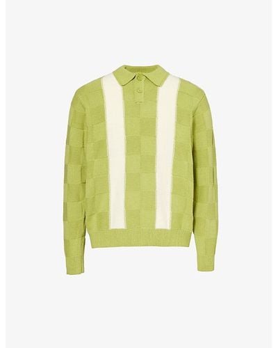 Obey Albert Contrast-stripe Cotton-knit Polo Shirt - Yellow